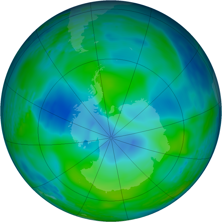 Antarctic ozone map for 03 June 1993